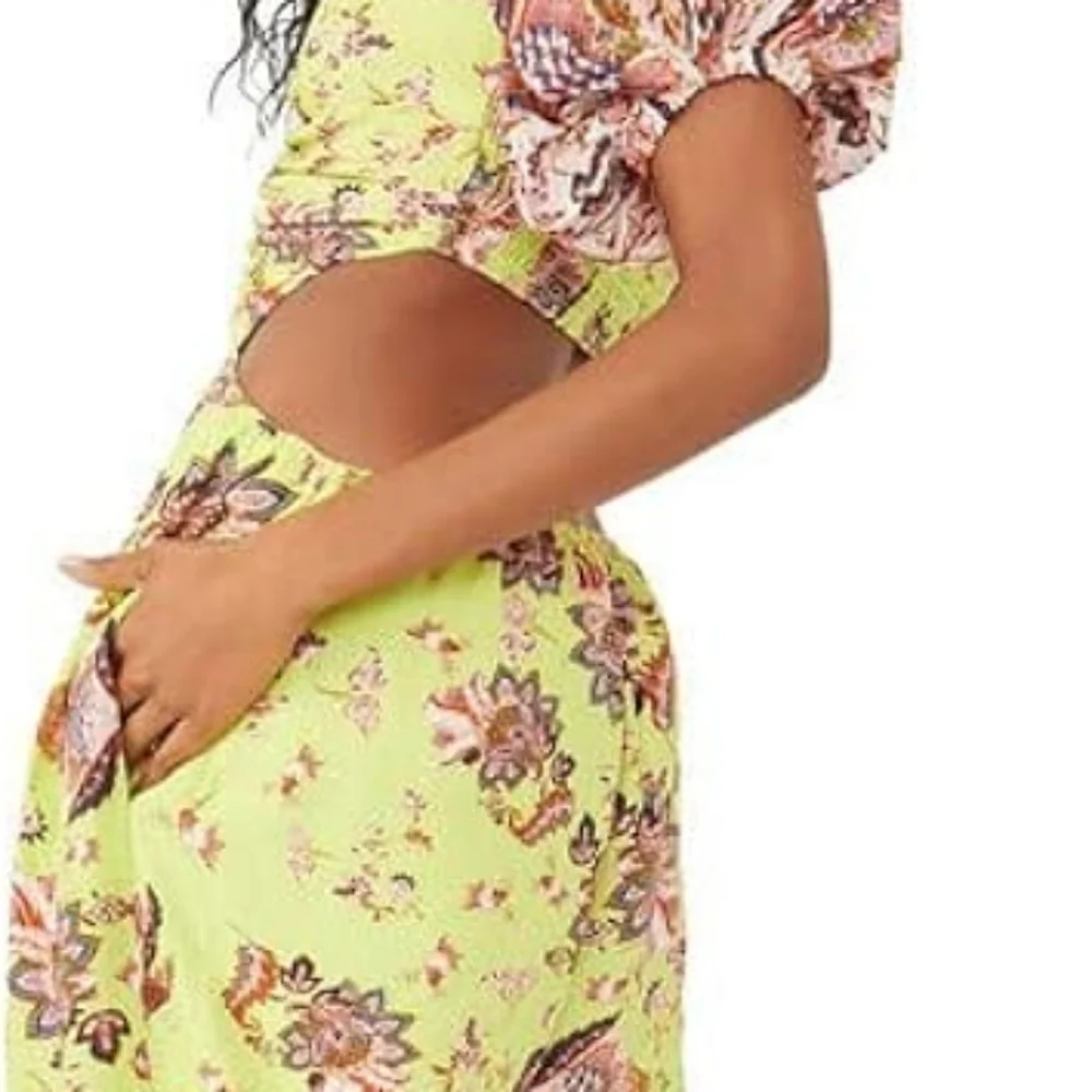 Free People  Bali Citrus Skies wide leg Open Top Jumpsuit